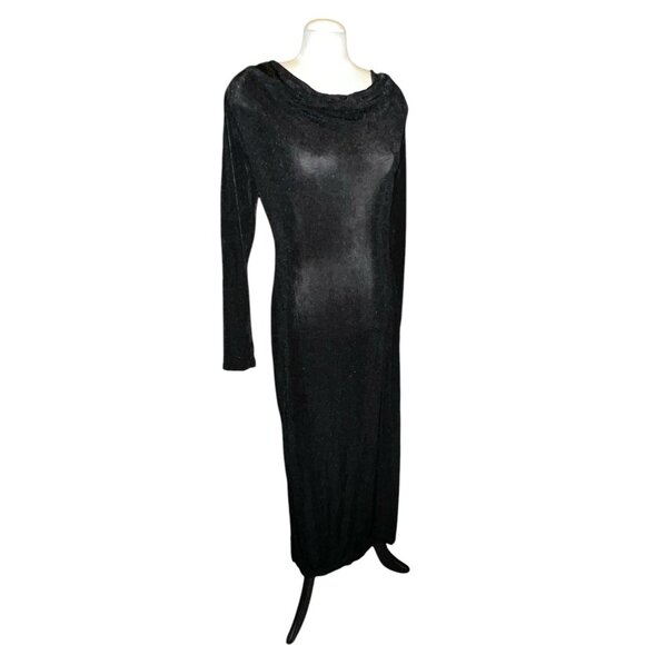 Band of the Free NWT Annabelle Black Cowl Neck ShimmMidi Dress Sz Large Black - Picture 8 of 14